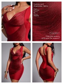 Nuvra Burgundy Wide Shoulder Front & Back Ruffle U-Back Strappy Mini Skirt - Burgundy - View 8