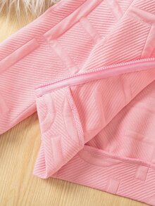 SHEIN Young Girl 字母壓紋長袖拉鍊連帽秋季外套 - 彩色 - 查看 8