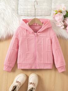 SHEIN Young Girl 字母壓紋長袖拉鍊連帽秋季外套 - 彩色 - 查看 5