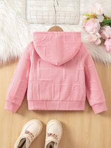 SHEIN Young Girl 字母壓紋長袖拉鍊連帽秋季外套 - 彩色 - 查看 4