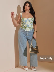 SHEIN BAE CURVE 大尺碼女款夏季優雅花卉刺繡背心 - 彩色 - 查看 6