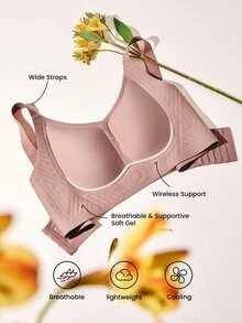 LUVLETTE Bra Santai Tanpa Kawat Ukuran Plus Nude Full Coverage Seamless Side Support Bra Bralette Bra Tanpa Terlihat Pakaian Dalam Olahraga Latihan Bra Lengket Dasar SizeFreedom Bra - Aprikot - View 2