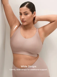 LUVLETTE Bra Santai Tanpa Kawat Ukuran Plus Nude Full Coverage Seamless Side Support Bra Bralette Bra Tanpa Terlihat Pakaian Dalam Olahraga Latihan Bra Lengket Dasar SizeFreedom Bra - Aprikot - View 5