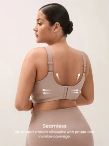 LUVLETTE Bra Santai Tanpa Kawat Ukuran Plus Nude Full Coverage Seamless Side Support Bra Bralette Bra Tanpa Terlihat Pakaian Dalam Olahraga Latihan Bra Lengket Dasar SizeFreedom Bra - Aprikot - View 4