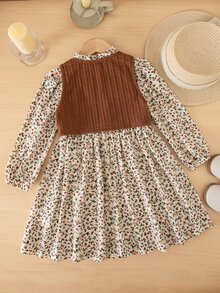 Emery Rose Kids Emery Rose Kids 女童小女孩花卉圓領泡泡袖A字蛋糕裙 開學季長袖派對洋裝 - 彩色 - 查看 5
