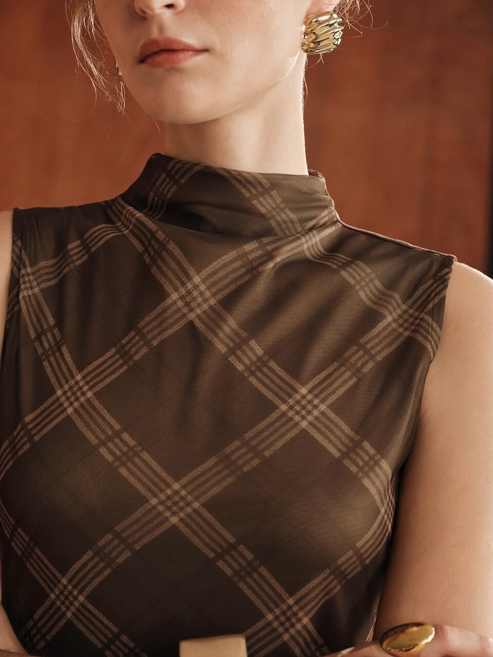 Anewsta Women's Plaid Mesh Dress, Elegant Outfit For Graduation Season And Back To School