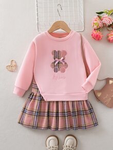 Emery Rose Kids 女童復古時尚百搭休閒日常穿搭，適合秋冬外出，Cam - 粉色 - 查看 3
