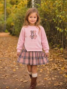 Emery Rose Kids 女童復古時尚百搭休閒日常穿搭，適合秋冬外出，Cam - 粉色 - 查看 2