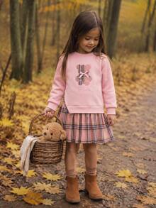 Emery Rose Kids 女童復古時尚百搭休閒日常穿搭，適合秋冬外出，Cam - 粉色 - 查看 7