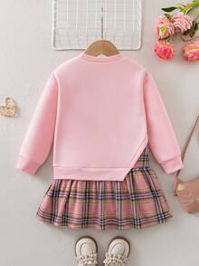 Emery Rose Kids 女童復古時尚百搭休閒日常穿搭，適合秋冬外出，Cam - 粉色 - 查看 4