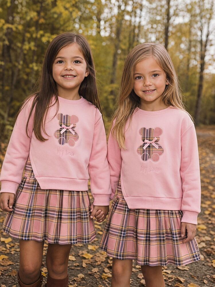 Emery Rose Kids Young Girl Young Girls Retro Fashion Versatile Casual Everyday Wear Fall Winter,Suitable For Outings, Cam - Pink - View 8