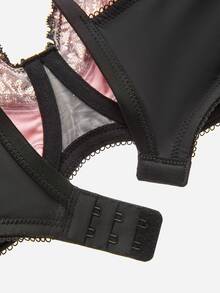 LUVLETTE Woman Full Coverage Lingerie Curve Support & Breathable Underwire Sexy Unlined Minimizer Lace Elegance Bra Black Bridal Intimates - Black - View 9