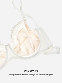 LUVLETTE Woman Full Coverage Lingerie Curve Support & Breathable Underwire Sexy Unlined Minimizer Lace Elegance Bra Romantic White Bridal Intimates - White - View 9