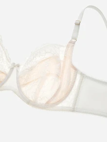 LUVLETTE Woman Full Coverage Lingerie Curve Support & Breathable Underwire Sexy Unlined Minimizer Lace Elegance Bra Romantic White Bridal Intimates - White - View 8