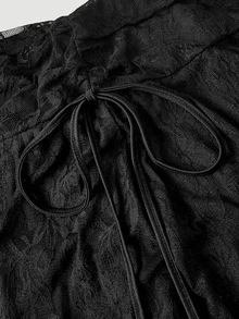 SHEIN MOD 女款蕾絲拼接休閒百搭日常裙 - 黑色 - 查看 6