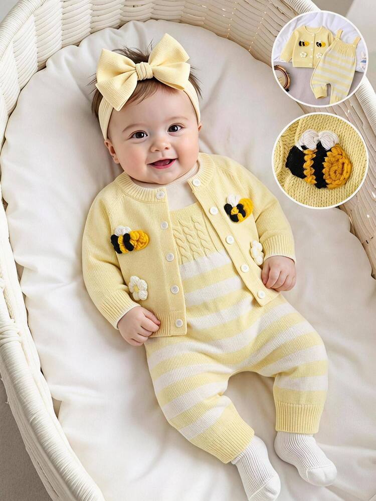 SHEIN Fall Clothes Winter Toddler Girl Yellow Long Sleeve Floral Sweater Set, Back To School, Cozy Soft, Festival Outfits Christmas Casual Daily Wear - Yellow - View 8