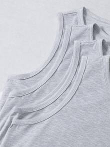SHEIN (4件組)兒童青少年男孩休閒簡約舒適背心，四季基礎背心 - 灰色 - 查看 5