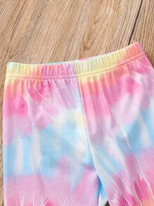 SHEIN 2件組 Y2K 街頭風少女套裝，紮染寬鬆連帽衛衣搭配不對稱下擺與緊身褲 - 彩色 - 查看 7