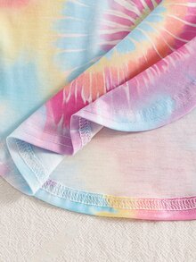 SHEIN 2件組 Y2K 街頭風少女套裝，紮染寬鬆連帽衛衣搭配不對稱下擺與緊身褲 - 彩色 - 查看 8