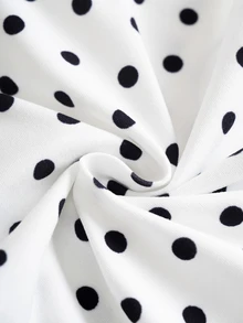 Betty Boop x SHEIN Women's Polka Dot Print Waist Bow Decor Leggings, - White - View 8