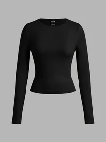 SHEIN EZwear 3 件套女士休闲宽领紧身长袖 T 恤套装，秋冬 - 彩色 - 查看 6