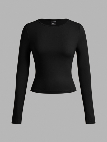 SHEIN EZwear 3pcs Women Casual Wide Neck Bodycon Long Sleeve T-Shirt Set, Autumn/Winter