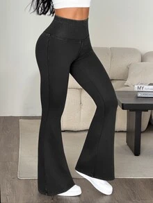 SHEIN PETITE 女款高腰休閒百搭喇叭牛仔褲秋季服飾 - 藍色 - 查看 6