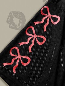 Betty Boop x SHEIN 大码夏季时尚蕾丝拼接卡通蝴蝶结印花T恤 - 紅色 - 查看 5