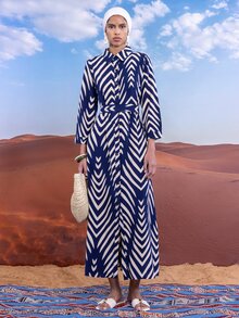 SHEIN Clasi 优雅女士衬衫领系带衬衫连衣裙秋季女装教师服工作服 - 彩色 - 查看 12