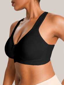 Barelissa Plus Size Front Closure Wire-Free Bra, 1pc - Black - View 5