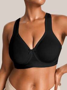 Barelissa Plus Size Front Closure Wire-Free Bra, 1pc - Black - View 3