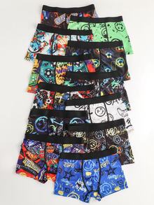 8pcs/Pack Graffiti Print Underwear For Tween Boys Autumn Fall - Multicolor - View 1