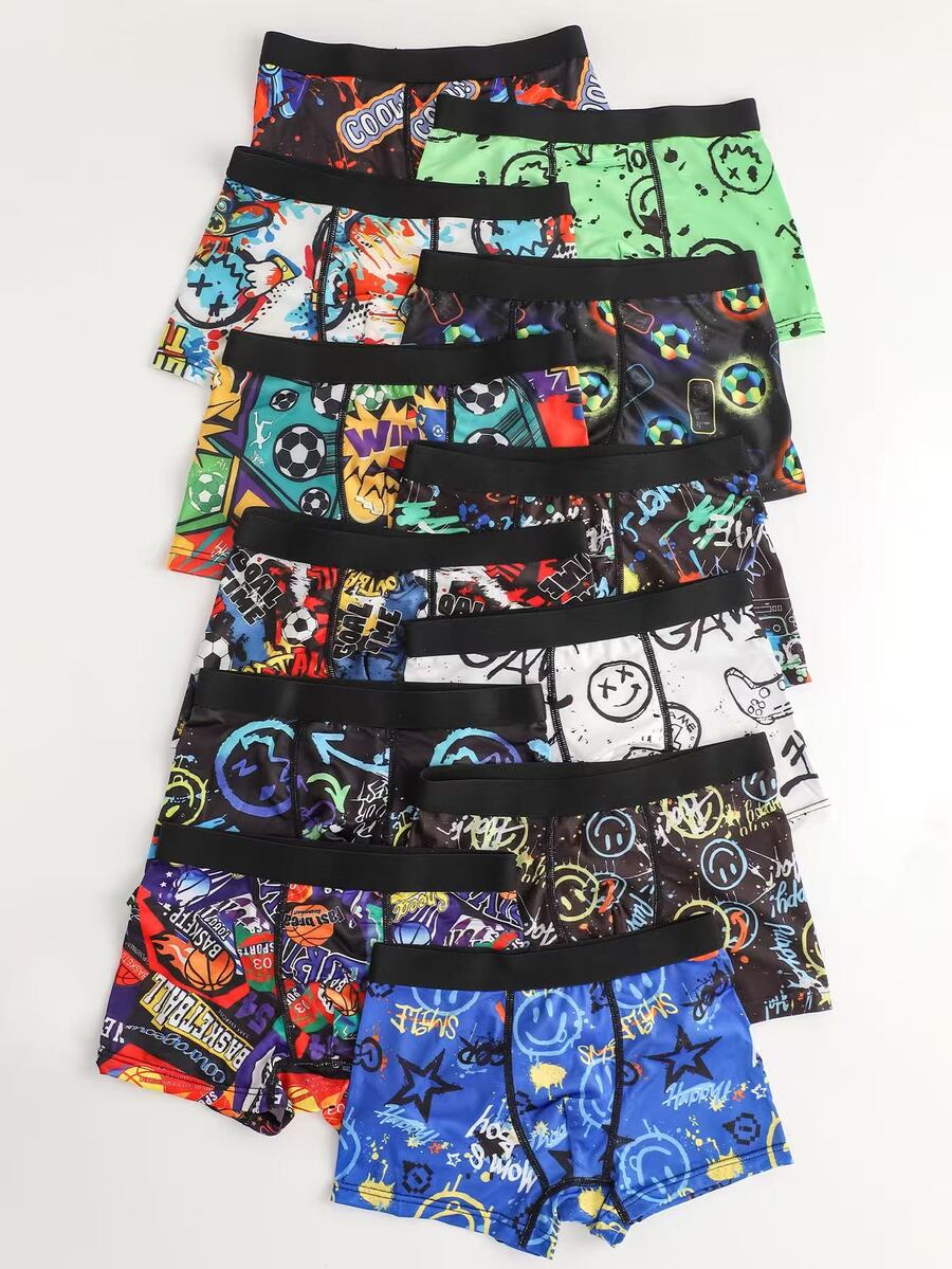 8pcs/Pack Graffiti Print Underwear For Tween Boys Autumn Fall - Multicolor - View 1
