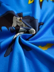 BATMAN X SHEIN 85th Tween Boys X 85th Anniversary Graphic Print Short Sleeve Fitted Loungewear - Blue - View 7