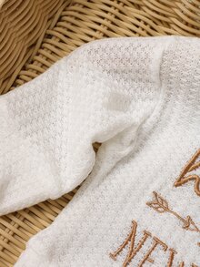 SHEIN HELLO字母刺繡新生兒攝影服裝 男嬰/女嬰上衣褲子帽子3件套 1個月至100天 白色/米白色 夏季 Boss Baby - 白色 - 查看 5