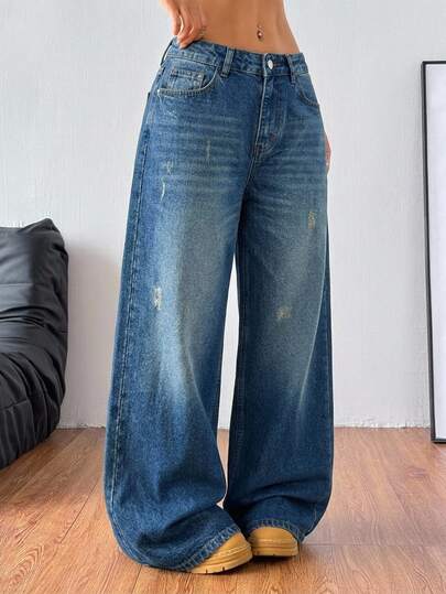 Coolane Women's High Waist Wide Leg Jeans, Casual Denim Pants
