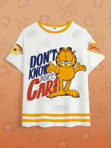 GARFIELD | SHEIN 大尺碼夏季休閒卡通印花短袖T恤 - 白色 - 查看 7