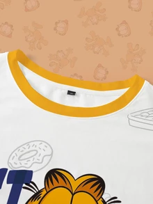 GARFIELD | SHEIN 大尺碼夏季休閒卡通印花短袖T恤 - 白色 - 查看 3
