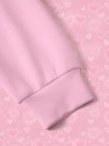 THE POWERPUFF GIRLS X SHEIN 女款卡通印花長袖休閒抽繩連帽衛衣 - 白色 - 查看 6