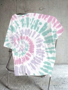 Rick and Morty X SHEIN Tie Dye Cartoon Graphic Short Sleeve Tee - White - View 2