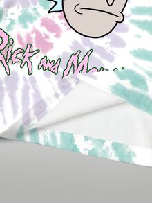 Rick and Morty X SHEIN Tie Dye Cartoon Graphic Short Sleeve Tee - White - View 5