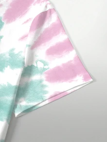 Rick and Morty X SHEIN Tie Dye Cartoon Graphic Short Sleeve Tee - White - View 4