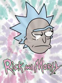 Rick and Morty X SHEIN Tie Dye Cartoon Graphic Short Sleeve Tee - White - View 6