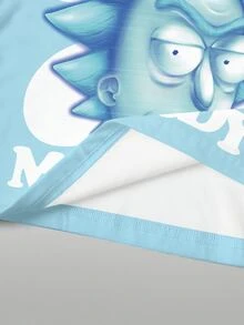 Rick and Morty X SHEIN 卡通與標語圖案拼色T恤 - 白色 - 查看 5