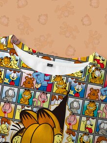 GARFIELD | SHEIN Plus Size Summer Casual Cartoon Print T-Shirt - White - View 3