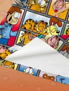 GARFIELD | SHEIN Plus Size Summer Casual Cartoon Print T-Shirt - White - View 6