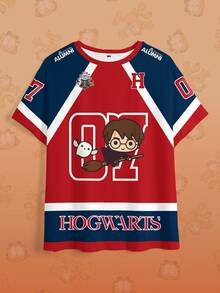 HARRY POTTER X SHEIN 大尺碼女款卡通印花休閒百搭日常短袖T恤 - 白色 - 查看 7