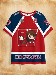 HARRY POTTER X SHEIN 大尺碼女款卡通印花休閒百搭日常短袖T恤 - 白色 - 查看 9
