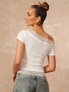 Lumalex Summer Women's Lace Patchwork Slim Fit Versatile Daily Outing Top Beach Everyday Brunch-To-Gala Versatility: Quiet Luxury Elegant Party White - Apricot - View 7