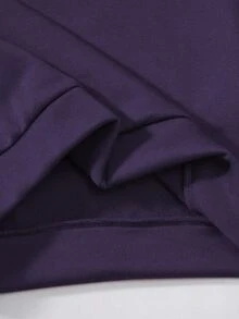 SHEIN 青少年女孩秋季套裝 2件組/套 圓領休閒字母圖案衛衣與長褲 寬鬆版型，秋季，舒適，套裝，日常 - 紫色 - 查看 7